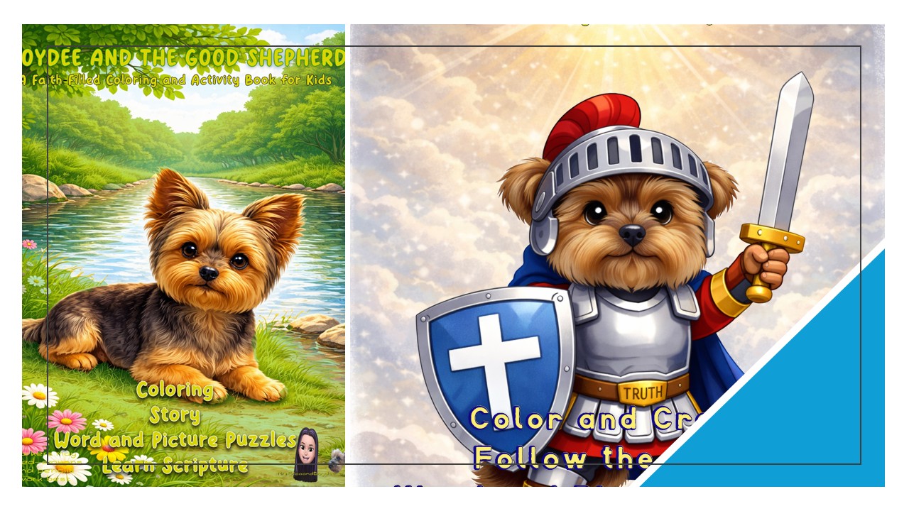 Boydee the Yorkie teaching kids Bible stories and Christian activities with Mrs. Erica